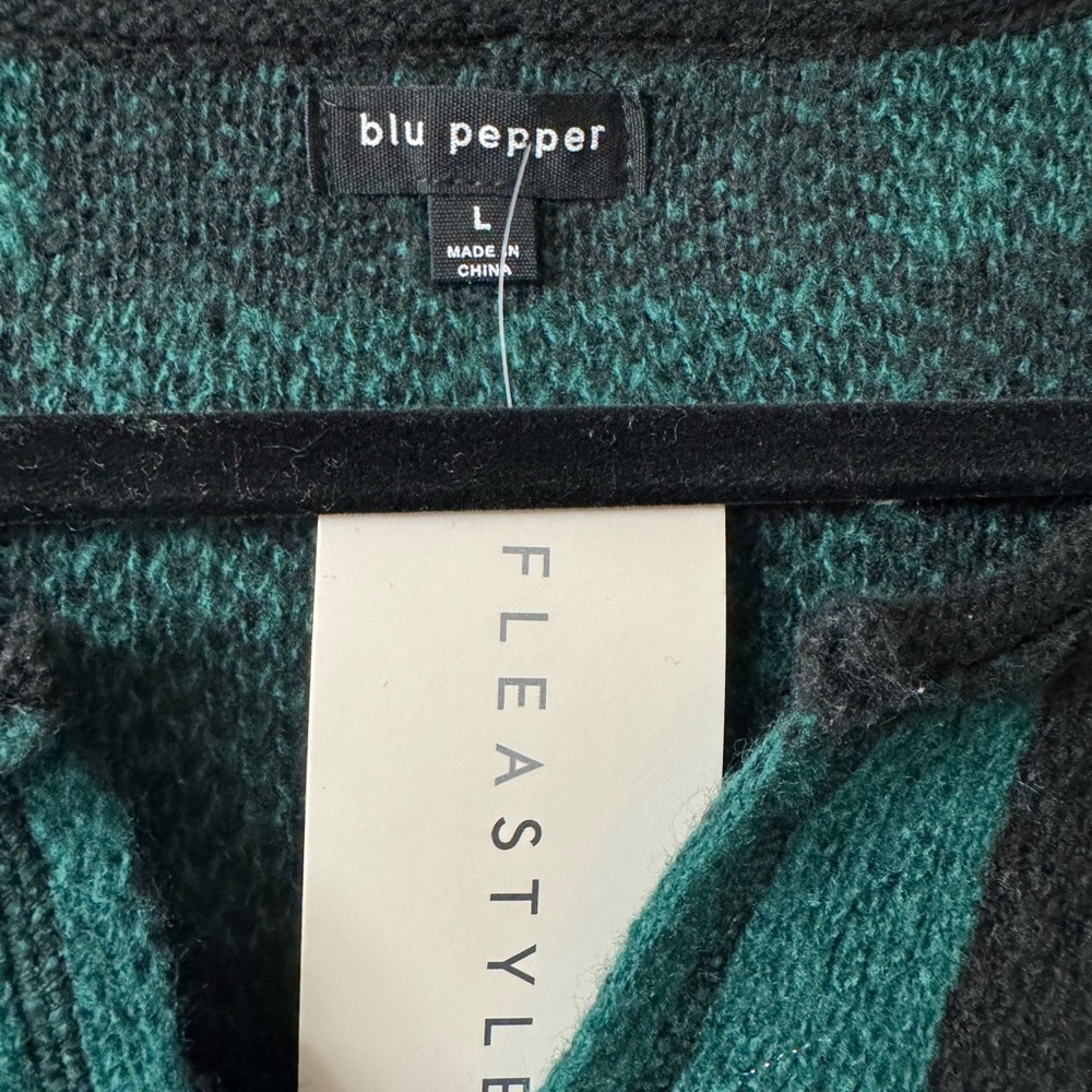 Blu Pepper Teal and Black Checker Knit Pullover - Picture 2 of 4